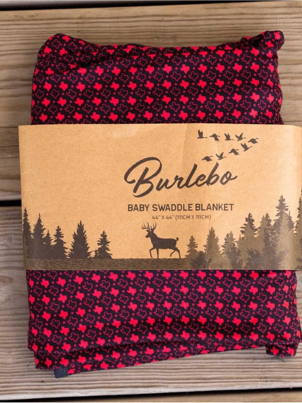 BURLEBO BLACK & RED TEXAS PATTERNED BABY SWADDLE BLANKET NWT